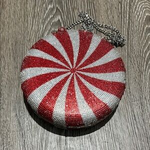 Red and White Clutch peppermint bag